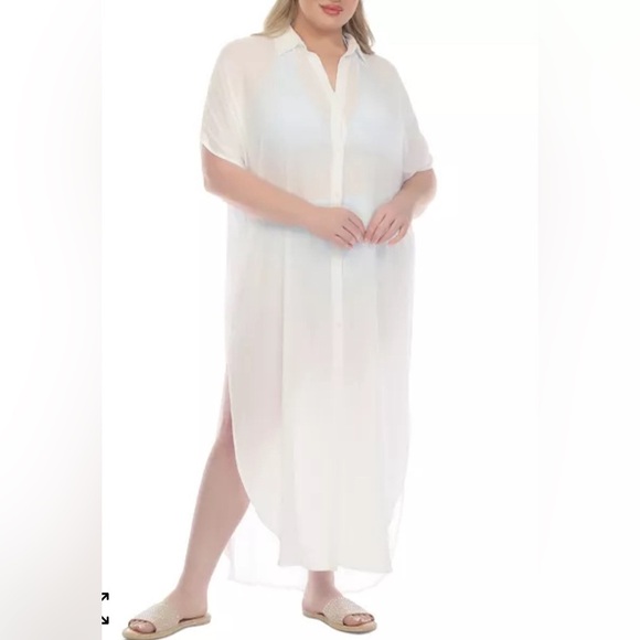 NWT Raviya Elegant White Sheer Maxi Dress Swim Cover - Picture 1 of 4